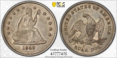 1840-O 25C No Drapery AU55