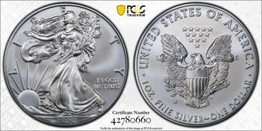 2020-W $1 Burnished Silver Eagle SP70