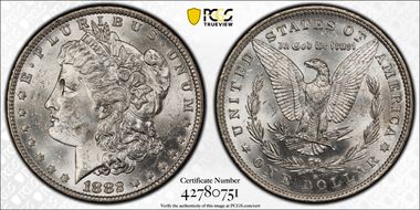 1882-O/S $1 VAM 5, O/S Broken MS62