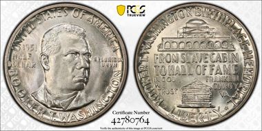 1951-D 50C Booker T. Washington MS67+