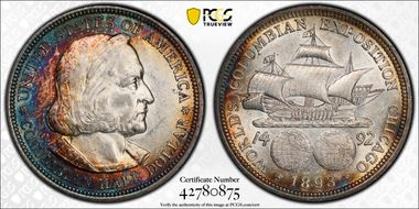 1893 50C Columbian AU58