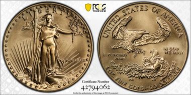 1987 $50 Gold Eagle MS70