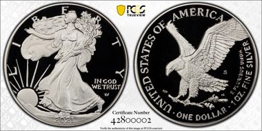 2021-S $1 Silver Eagle - Type 2 First Strike PR69DCAM