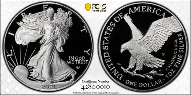 2021-S $1 Silver Eagle - Type 2 First Strike PR69DCAM