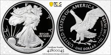 2021-W  $1 Silver Eagle - Type 2 First Strike PR70DCAM