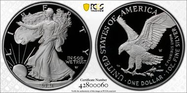 2021-W  $1 Silver Eagle - Type 2 PR70DCAM