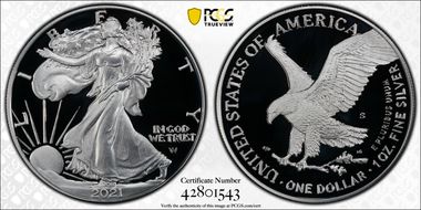 2021-S $1 Silver Eagle - Type 2 First Strike PR69DCAM