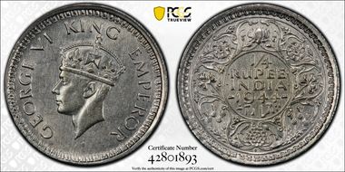 1944(B) 1/4 Rup SW-9.92 Star Lotus AU55