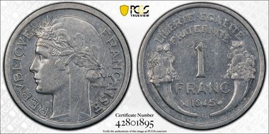 1945-B 1 Fr Gad-473a F-221 AU58