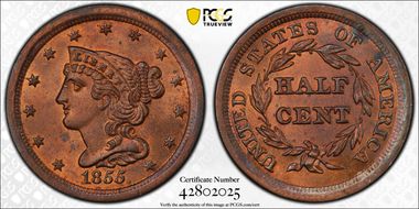 1855 1/2C MS65RB