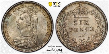 1887 6D S-3929 Value Rev MS64