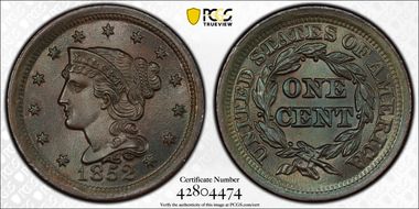 1852 1C MS65BN