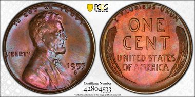 1955-S 1C MS66BN