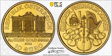2021 € 10 Vienna Philharmonic MS70
