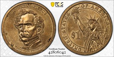 2010-P $1 Franklin Pierce Position B AU58