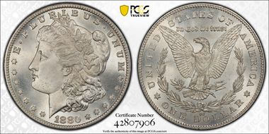 1880-CC $1 8/7 Reverse of 1878 MS65+