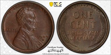 1909-S VDB 1C AU58BN