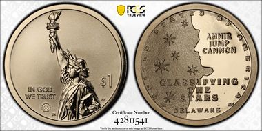 2019-S $1 American Innovation DE Rev PR Cannon, Classifying the Stars PR69
