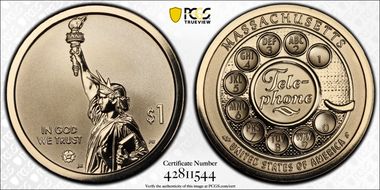 2020-S $1 American Innovation MA Rev PR Telephone PR69