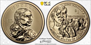 2018-S $1 Native American, Reverse Proof 50th Anniversary Set PR69