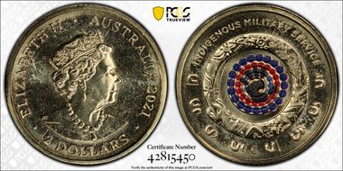 2021-C $2 Indigenous Military Service Colorized MS66