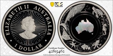 2021-P $1 Great Southern Land - Ocean Mother of Pearl Insert PR69DCAM