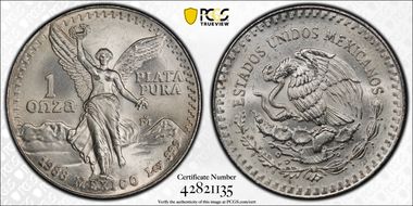 1988-Mo Onza Libertad Ag MS67