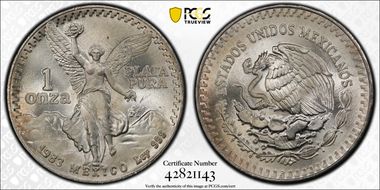 1983-Mo Onza Libertad Ag DDO MS66