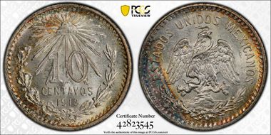 1913-M 10C MS65+