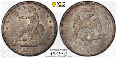1873-CC T$1 Trade AU58