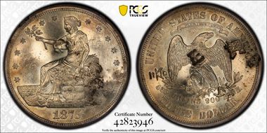 1875-S/CC T$1 Chopmarked AU58