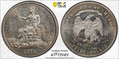 1878-CC T$1 Trade AU58