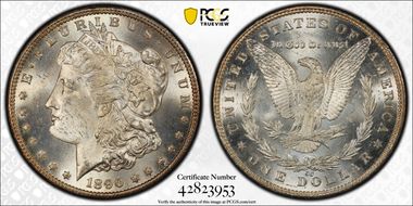 1890-CC $1 Tailbar MS64