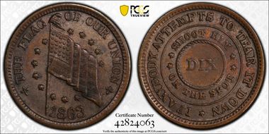 1863 CWT F-207/409a, Flag of Our Union AU58BN