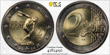 2004 € 2 Olympics KM-209 MS67