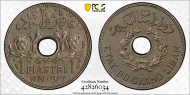 1936 Piastre Lec-13 AU58