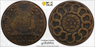 1787 Fugio 1C United States, 4 Cinq N1BN