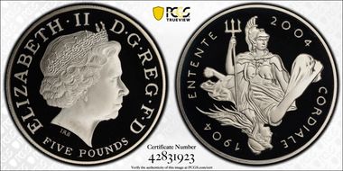 2004 £5 S-L13 Entente Cordiale Ag PR70DCAM