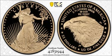 2021-W $25 Gold Eagle - Type 2 First Strike PR70DCAM