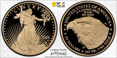 2021-W $25 Gold Eagle - Type 2 First Strike PR69DCAM