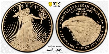 2021-W $25 Gold Eagle - Type 2 First Strike PR70DCAM