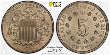 1872 5C DDO, FS-104 MS62