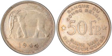 1944 50 Fr KM-27  Ag AU55