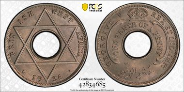 1936 1/10D George V MS67