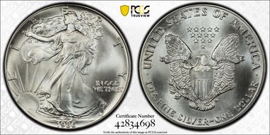1986 $1 Silver Eagle MS69