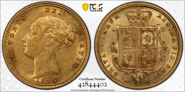 1883-S 1/2 Sov S-3862E Cross Buried AU55