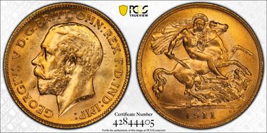 1911-P 1/2 Sov S-4008 MS63