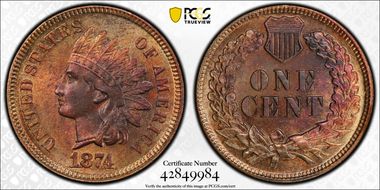 1874 1C MS63BN