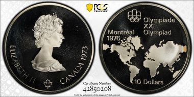 1973 $10 World Map PR68DCAM