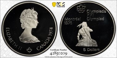 1974 $5 Canoeing PR69DCAM